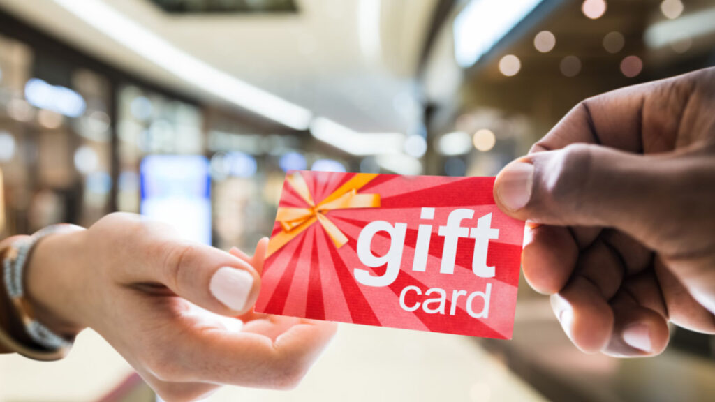 gift card beinghanded over